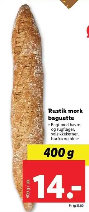 Lidl Rustik mørk baguette tilbud