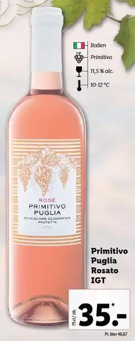 Lidl Primitivo Puglia Rosato IGT tilbud