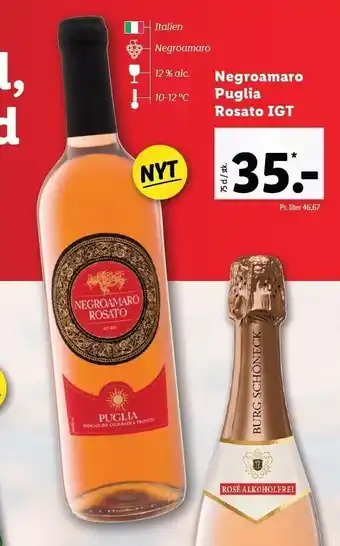Lidl Negroamaro Puglia Rosato IGT tilbud