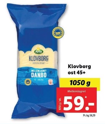 Lidl Klovborg ost 45+ tilbud