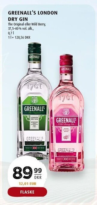 Scandinavian Park Greenall's London Dry Gin tilbud