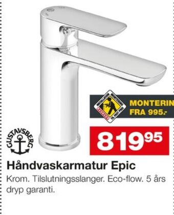 Bauhaus Gustavsberg håndvaskarmatur tilbud