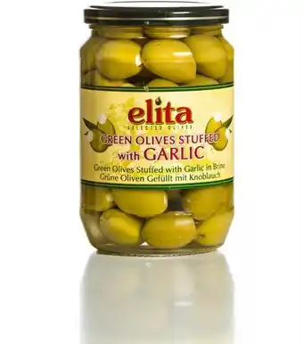 Elita Grønne oliven M. Hvidløg 700 g