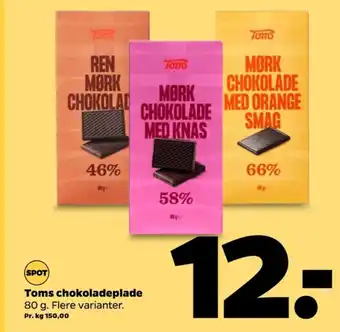 Netto Toms chokoladeplade ren mørk 46% tilbud