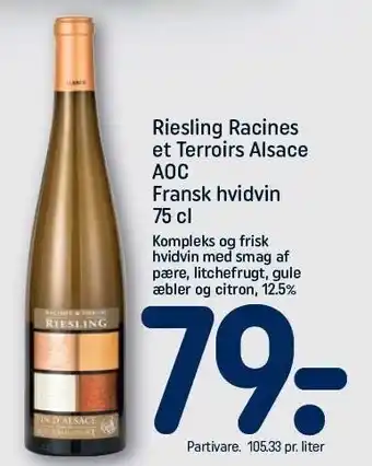 REMA 1000 Riesling Racines et Terroirs Alsace AOC tilbud