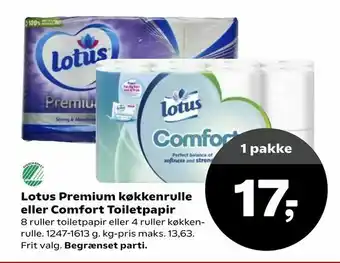 Dagli'Brugsen Lotus Premium køkkenrulle eller Comfort Toiletpapir tilbud