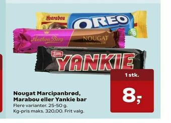 Dagli'Brugsen Nougat Marcipanbrød, Marabou eller Yankie bar tilbud