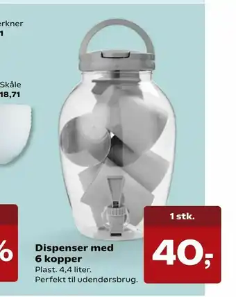Dispenser med 6 kopper