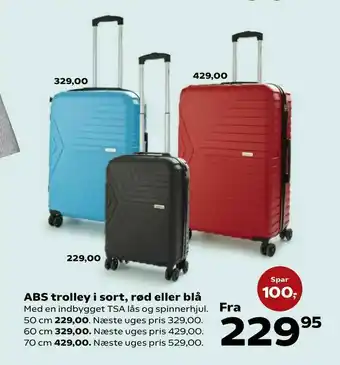 ABS trolley i sort, rød eller blå