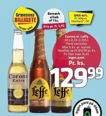 Fleggaard Corona el. Leffe pr. ks. tilbud