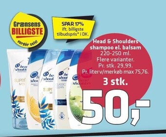 Fleggaard Head & Shoulders shampoo el. balsam 3 stk. tilbud