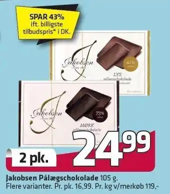 Fleggaard Jakobsen Pålægschokolade 105 g 2 pk. tilbud