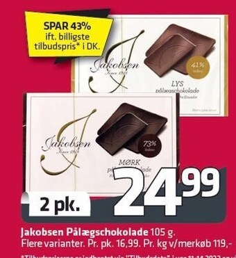 Fleggaard Jakobsen Pålægschokolade tilbud