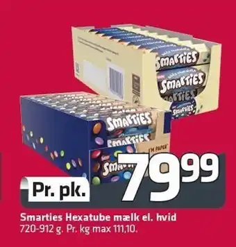 Fleggaard Smarties Hexatube mælk el. hvid tilbud