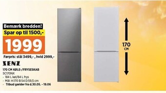 Power 170 cm køle-/fryseskab tilbud