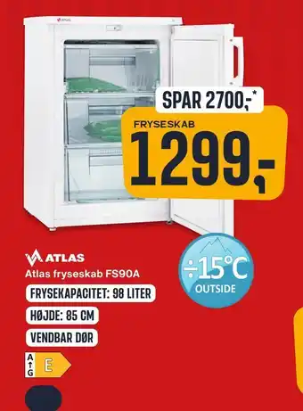 Skousen Atlas fryseskab FS90A tilbud