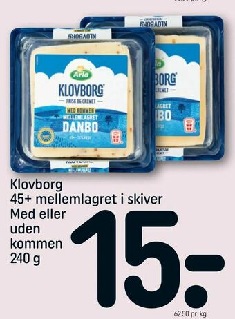 REMA 1000 Klovborg 45+ mellemlagret i skiver Med eller uden kommen tilbud