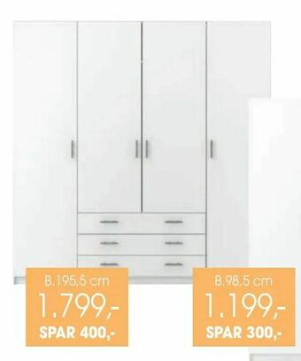 Daells Bolighus Garderobeskab med skuffer tilbud