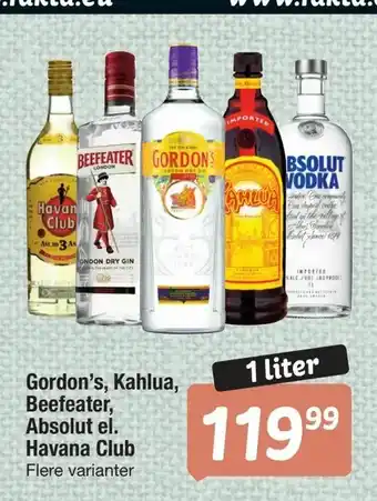 Fakta Tyskland Gordon's, Kahlua, Beefeater, Absolut el. Havana Club tilbud
