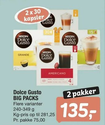 Fakta Tyskland Dolce Gusto BIG PACKS tilbud