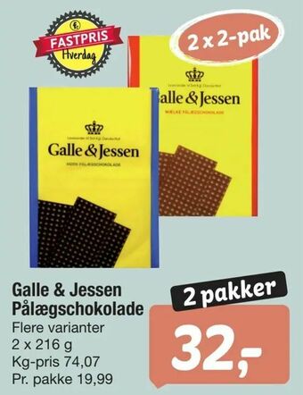 Fakta Tyskland Galle & Jessen Pålægschokolade tilbud