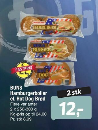 Fakta Tyskland BUNS Hamburgerboller el. Hot Dog Brød tilbud