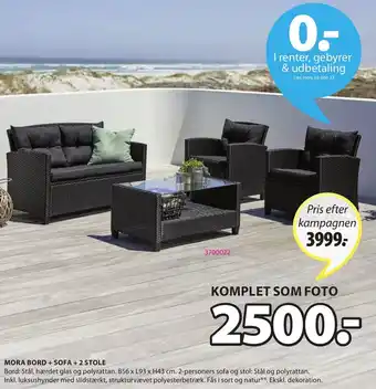 JYSK Mora Bord + Sofa + 2 Stole B56 x L93 x H43 cm tilbud