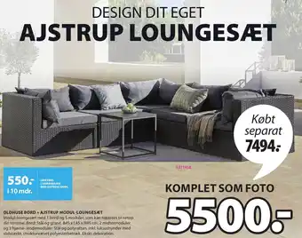 JYSK Oldhuse Bord + Ajstrup Modul-Loungesæt B45 x L45 x H45 cm tilbud