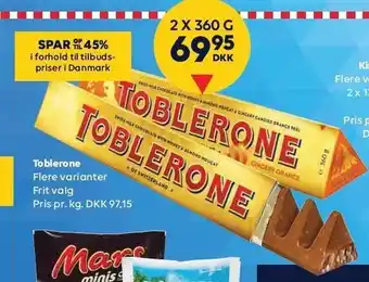 BorderShop Toblerone - Flere varianter - 2 x 360g tilbud