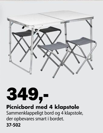 Picnicbord med 4 klapstole