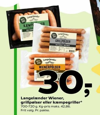 Coop 365 Langelænder Wiener, grillpølser eller kæmpegriller tilbud