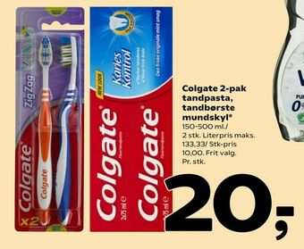 Coop 365 Colgate 2-pak tandpasta, tandbørste mundskyl tilbud