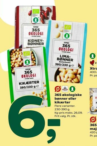 Coop 365 365 økologiske bønner eller kikærter tilbud