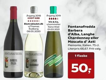Kvickly Fontanafredda Barbera d'Alba, Langhe Chardonnay eller Moscato d' Asti tilbud