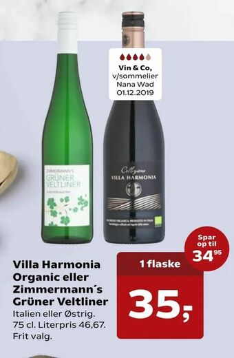 Kvickly Villa Harmonia Organic eller Zimmermann's Grüner Veltliner tilbud