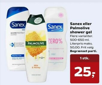 Kvickly Sanex eller Palmolive shower gel tilbud