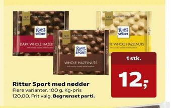 Kvickly Ritter Sport med nødder tilbud