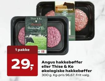 Angus hakkebøffer eller Thise & Ko økologiske hakkebøffer