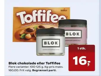Kvickly Blok chokolade eller Toffifee tilbud