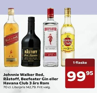 Kvickly Johnnie Walker Red, Råstoff, Beefeater Gin eller Havana Club 3 års Rom tilbud