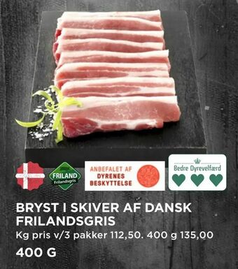 Bryst i skiver af dansk frilandsgris