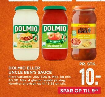 MENY Dolmio eller uncle ben's sauce tilbud