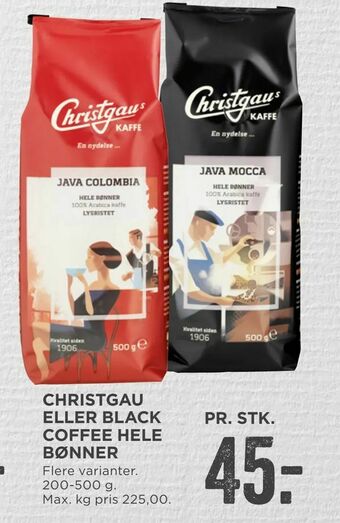 MENY Christgau eller black coffee hele bønner tilbud