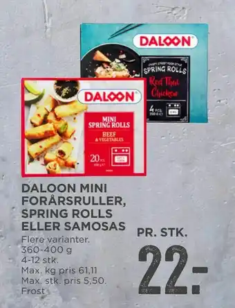 MENY Daloon mini forårsruller, spring rolls eller samosas tilbud