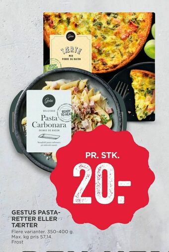 MENY Gestus pasta- retter eller tærter tilbud