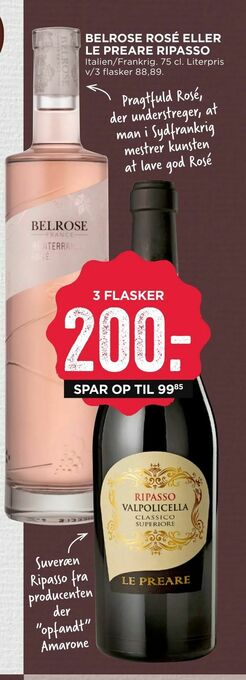 MENY Belrose rosé eller le preare ripasso tilbud