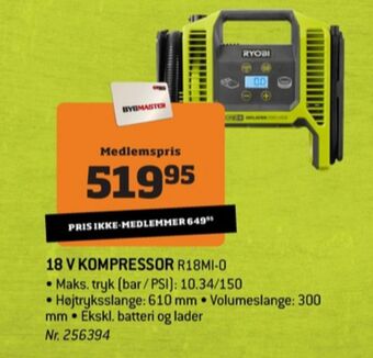 Bygma Ryobi kompressor tilbud