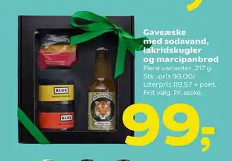 Coop 365 Gaveæske med sodavand, lakridskugler og marcipanbrød tilbud