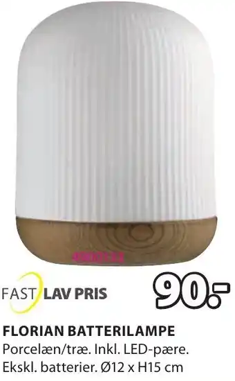 JYSK Florian Batterilampe Ø12xH15 cm tilbud