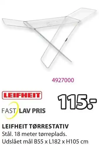JYSK Leifheit Tørrestativ B55 x L182 x H105 cm tilbud